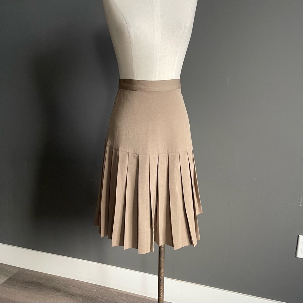 Jessica Hale 100% Wool Pleated Skirt Midi Old Money Minimalist Preppy Collegiate